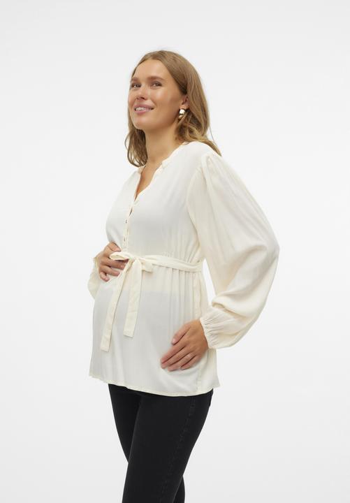 Immagine prodotto Mamalicious Vestibilità regolare Colletto alla mandarina Polsini con bottone Maniche a palloncino Top Camicetta (XL)