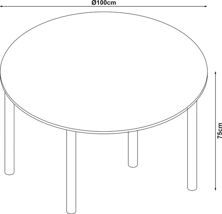 Immagine prodotto En.Casa Tavolo da pranzo Lindesberg per 4 persone Ø100 cm Grigio (Ø 100 x 75 cm)