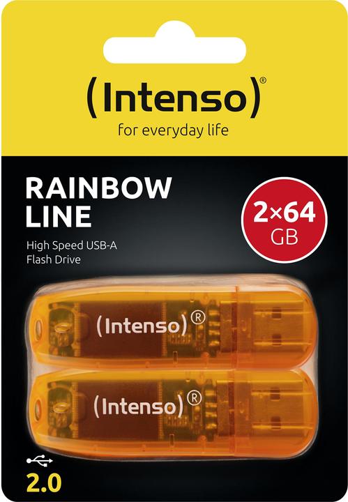 Image du produit Intenso Rainbow 2 x 64GB USB2 Orange (64 Go, USB-A)