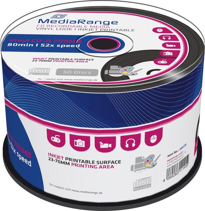 Actual product image MediaRange CD-R 52x Black Vinyl cake (50)
