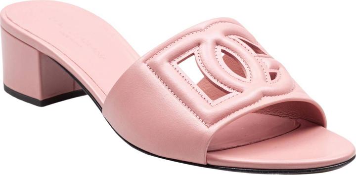 Produktbild Dolce & Gabbana pink leather mule with dg logo (40)