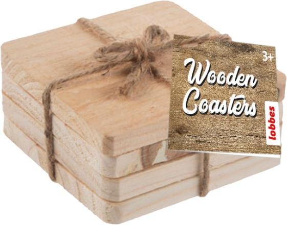 Productafbeelding Lobbes Houten onderzetters, 4 stuks. (4 x, Glazen onderzetter)