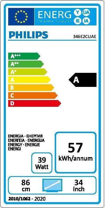 Energie-Label Philips 346E2CUAE/00 (3440 x 1440 Pixel, 34")