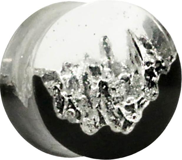 Actual product image Star Piercing Flared plug crystal mountain epoxy transparent made of Arang wood (without brass, Organic)
