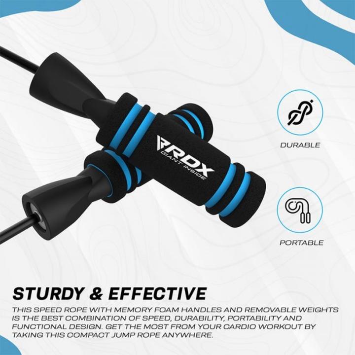 Actual product image Rdx Skipping Rope With Weight X2 Blue-10.3Ft (15763) (304 cm)