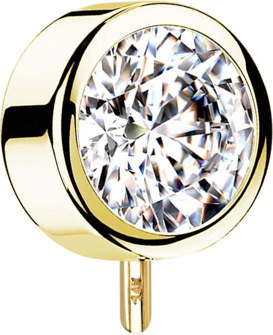 Produktbild Star Piercing Threadless Scheibe 14k gold front mit Kristall silber (14k Gold, ohne Messing)