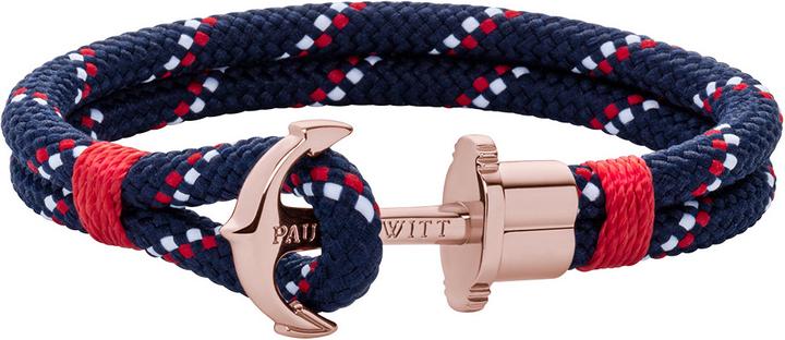 Paul Hewitt Anchor Bracelet Phrep Rose Gold Nylon Navy Blue Red White M (18 cm, Nylon)