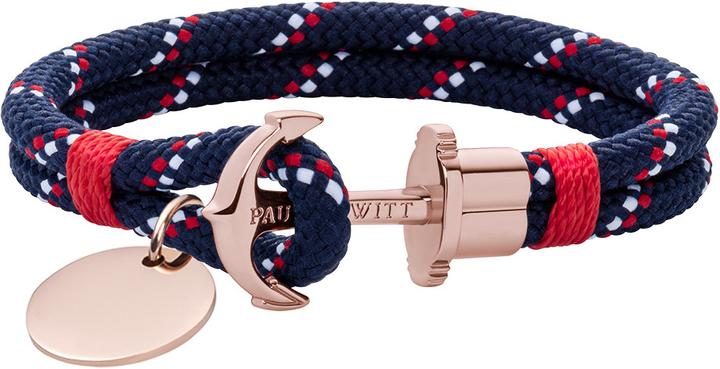Image du produit Paul Hewitt Bracelet Ancre Phrep Or Rose Nylon Bleu Marine Rouge Blanc M (18 cm, Nylon)