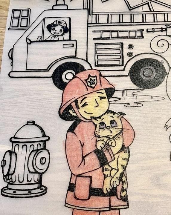 Image du produit Funny Mat Tapis de dessin lavable Pompiers (48 x 33.5 cm)