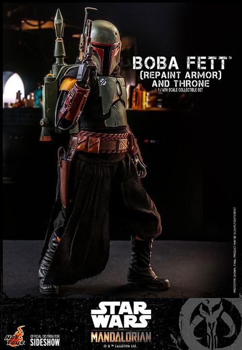 Actual product image Hot Toys Star Wars The Mandalorian Action Figure 1/6 Boba Fett (Repaint Armor) and Throne 30 cm