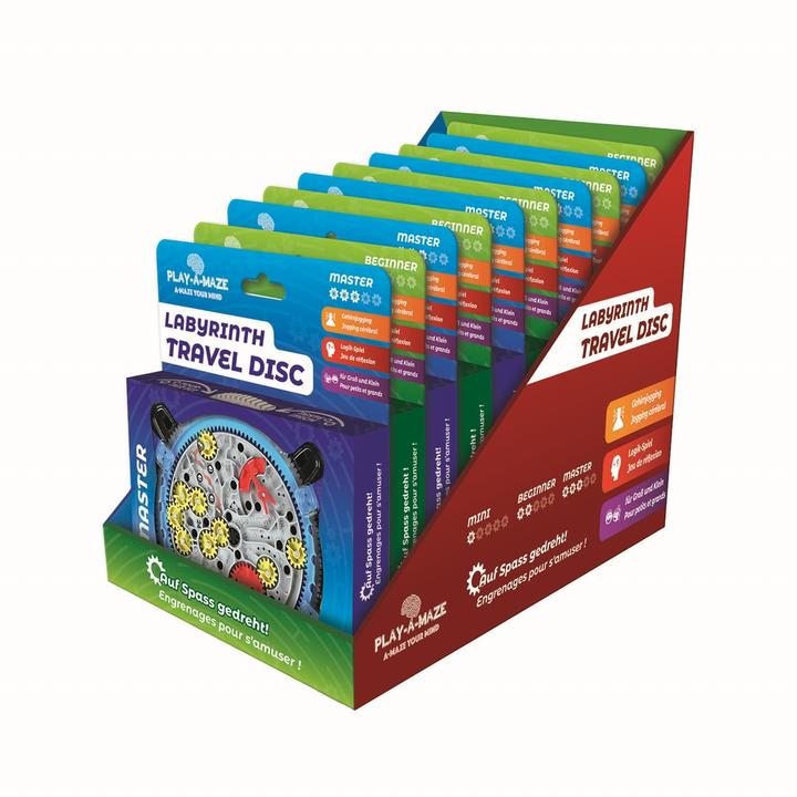 Actual product image Play-a-maze Labyrinth Travel Disc range (German, French)
