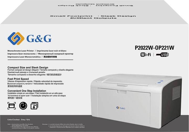 Produktbild G&G Laserdrucker P2022W weiss/anthrazit (Laser, Schwarz-Weiss)