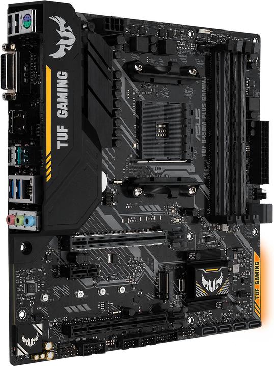 Actual product image ASUS TUF B450M-PLUS GAMING - AMD - Socket AM4 - AMD Athlon - AMD Ryzen 3 - 2nd Genera (AM4, AMD B450, mATX)