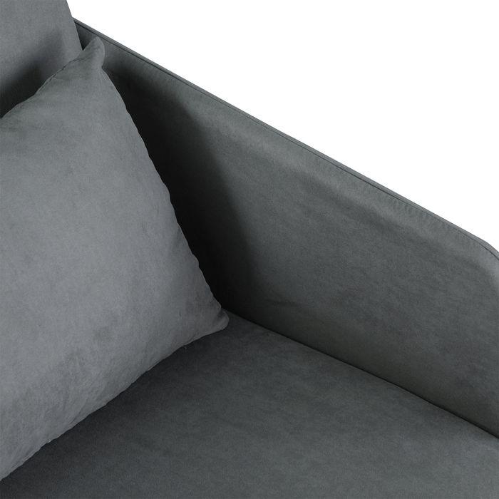 Image du produit Swisshandel24 Canapé-lit Canapé-lit simple Housse lavable 2 poches latérales Coussins Métal Gris 70 x 76 x 77 cm