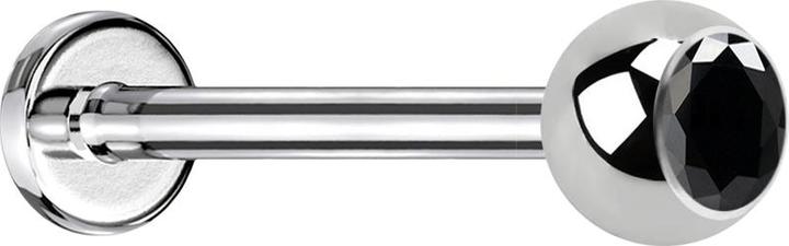 Image du produit Star Piercing Micro Labret silber mit Kugel und Kristall schwarz (sans laiton, Acier chirurgical 316L)