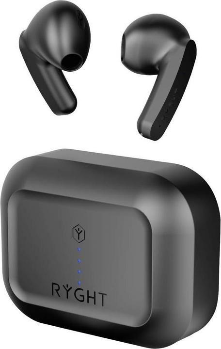 Actual product image Ryght MINO In Ear Headset Bluetooth® Stereo Black Microphone Noise Cancellation Battery Charge Indicator (ANC, Cable)