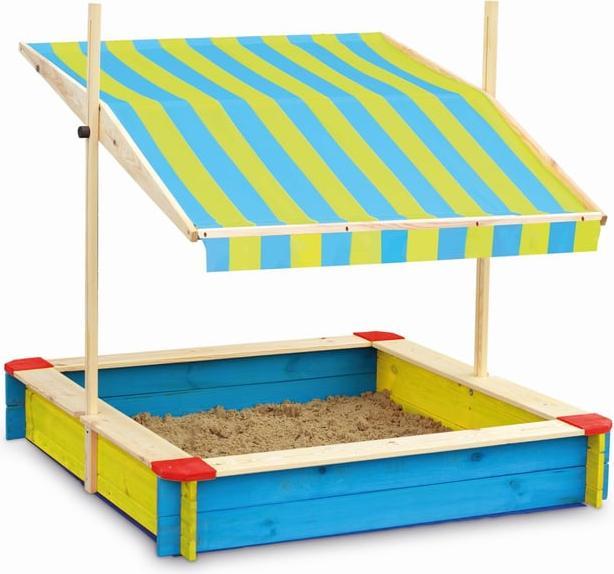 Produktbild Beluga Sandkasten aus Holz - mit Dach - blau/gelb