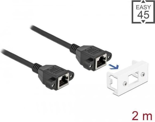 Produktbild Delock Netzwerk Verlängerungskabel für Easy 45 Modul S/FTP RJ45 Buchse zu RJ45 Buchse Cat.6A 2 m schwarz (S/FTP, CAT6a, 2 m)