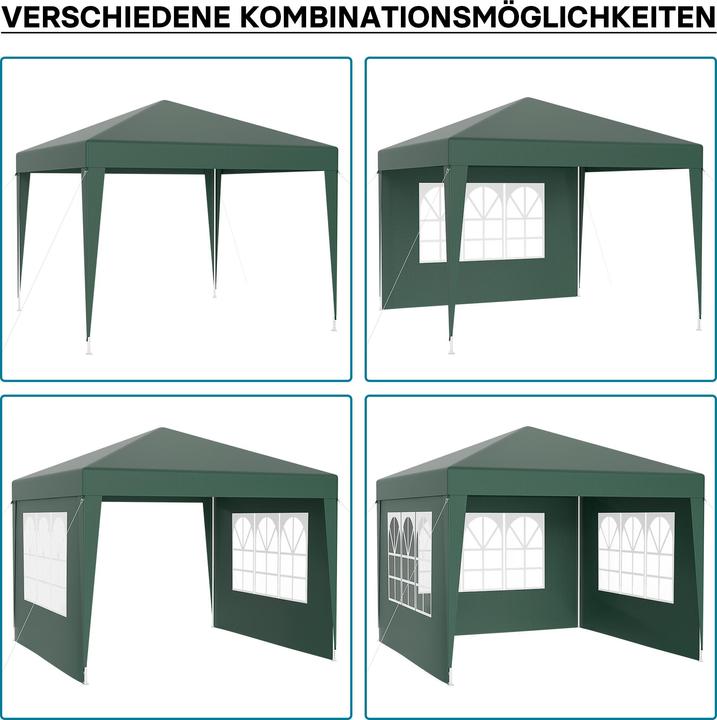Produktbild Wiltec Pavillon 3x3m in Grün mit UV-Schutz 50+ Gartenpavillon Partyzelt Camping (300 cm, 300 cm)