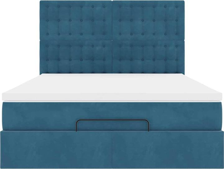 Produktbild VidaXL Ottoman-Bett mit Matratzen & LEDs Dunkelblau 140x190 cm Samt (140 x 190 cm)