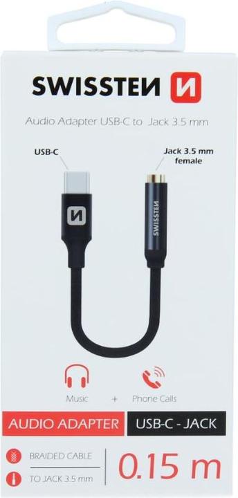 Actual product image Swissten Audio adapter textile USB-C/Jack (female) 0.15 M (USB Type C)
