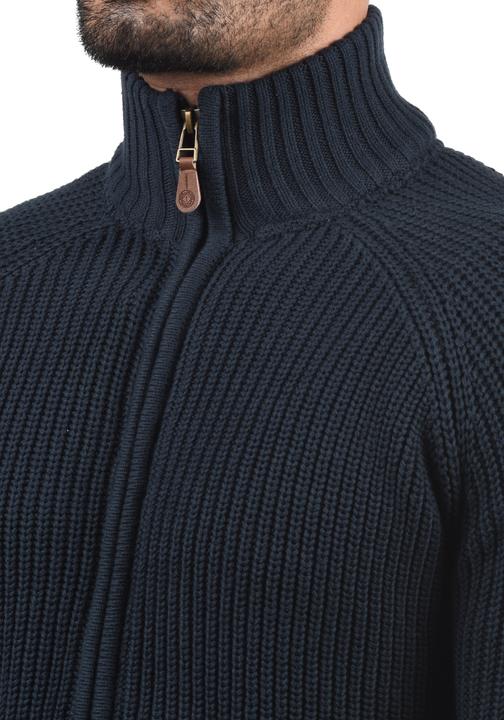 Actual product image Solid Xenos Men's Cardigan Chunky Knit Jacket With Funnel Neck Made Of 100% Cotton (S)