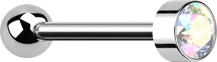 Image du produit Star Piercing Micro Barbell Innengewinde silber mit Kugel silber Zylinder hoch silber mit Kristall multicolor (sans laiton, Titane G23)