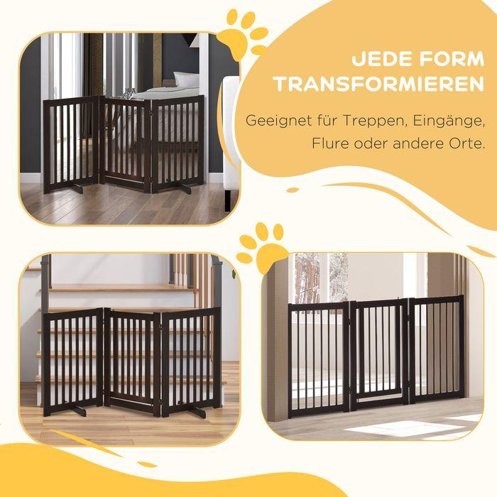 Produktbild Swisshandel24 Türschutzgitter Absperrgitter Hundegitter Schutzgitter Holz Freistehend für Hunde Verstellbar mit Fü