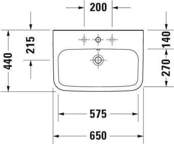 Image du produit Duravit Plan de toilette DURASTYLE avec lavabo HLB 650x440mm 1 robinetterie blanc (440 mm, 650 mm)