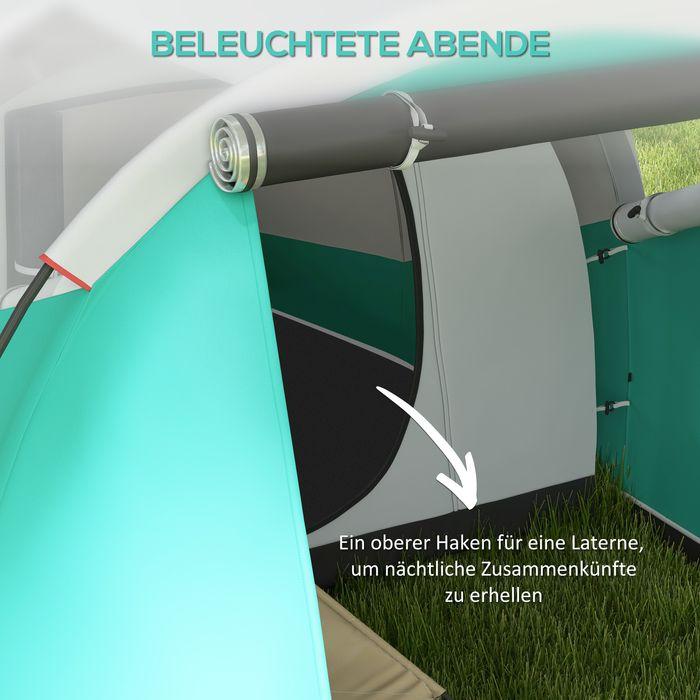 Produktbild Swisshandel24 Tunnelzelt Campingzelt 5 Personen Familienzelt 2 Räume Tragetasche 3000mm Gruppenzelt Grün (Tunnelzelt, 5 Personen)