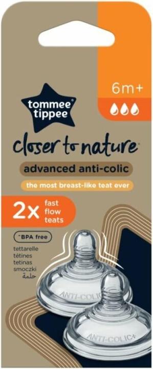 Productafbeelding Tommee Tippee antikolinis žindukas, greitas, 2 vnt., 42122452 (2 x, van 6 M.)