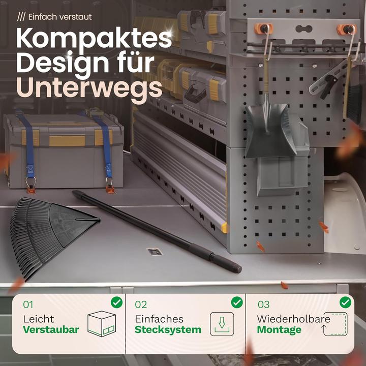 Produktbild Novatool Laubbesen mit Teleskop-Stiel bis 152cm, Laubfeger mit 30 Kunststoff-Zinken, Rechen Arbeitsb
