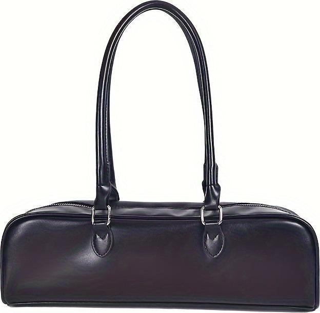 Only-Bags.Store Classic retro baguette bag, PU leather long handbag with zip, fashionable purse