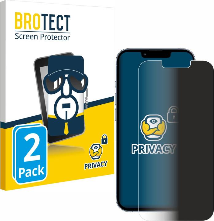 Productafbeelding BROTECT Anti-spionnetje privacyfolie Beschermfolie tegen blauw licht (2 Stuk, Apple iPhone 13 Pro)