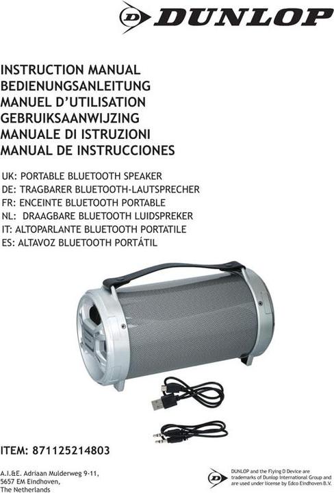 Image du produit Dunlop Haut-parleur BT portable 20W PVC