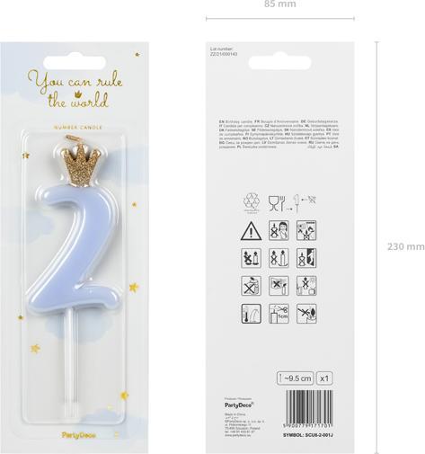 Produktbild Partydeco Bougie Chiffre 2 Bleu (9.5cm) (1 x)