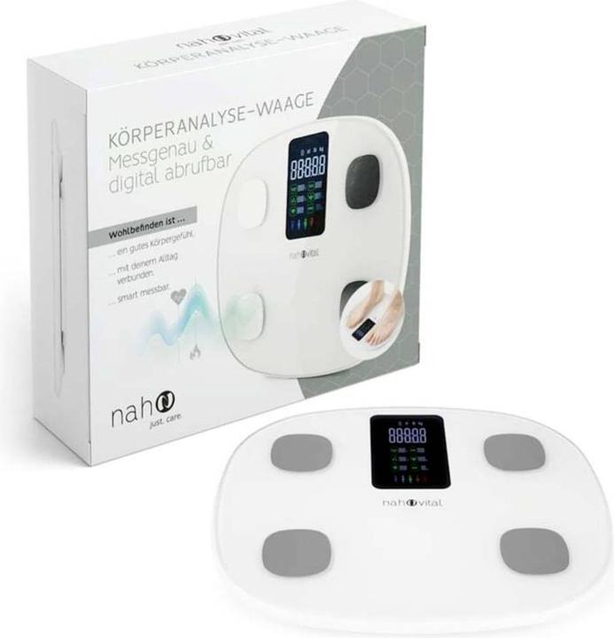 Produktbild Nah-vital Smart 6V Körperanalysewaage Wägebereich (max.)=150 kg Weiss (180 kg)