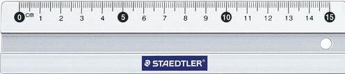 Staedtler Metall-Lineal, aus Aluminium, 150 mm lang Millimeter-Skalierung, geprägte Teilung, Tuschekante (150 mm)