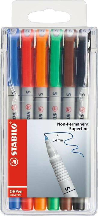Immagine prodotto STABILO OHPen (Arancia, Verde, Blu, Nero, Rosso, Marrone, 0.40 mm, 6 x)