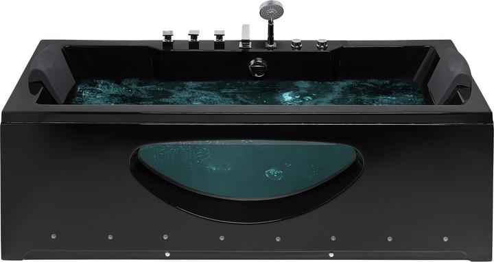 Produktbild Beliani Whirlpool Badewanne schwarz rechteckig mit LED 170 x 80 cm HAWES (197 l, 170 cm, 80 cm)