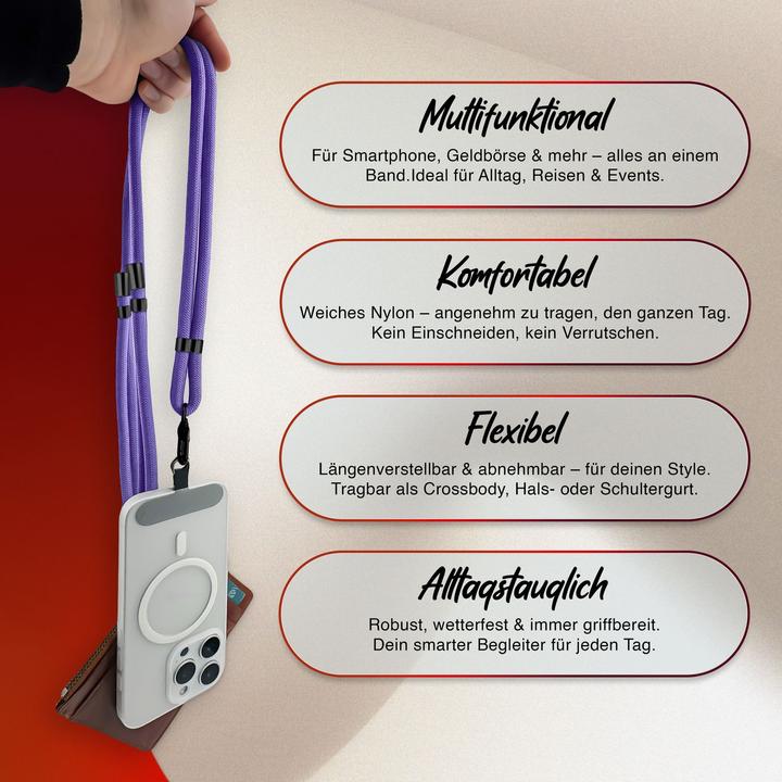Produktbild Nalia HoldMe Lanyard Handykette - Universal Trageband für Smartphones - Verstellbar, Soft & Elastisch