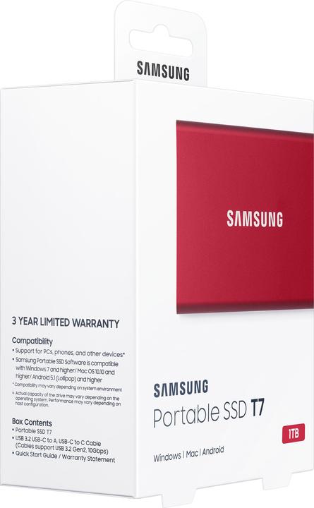 Actual product image Samsung Portable T7 Red (1000 GB)