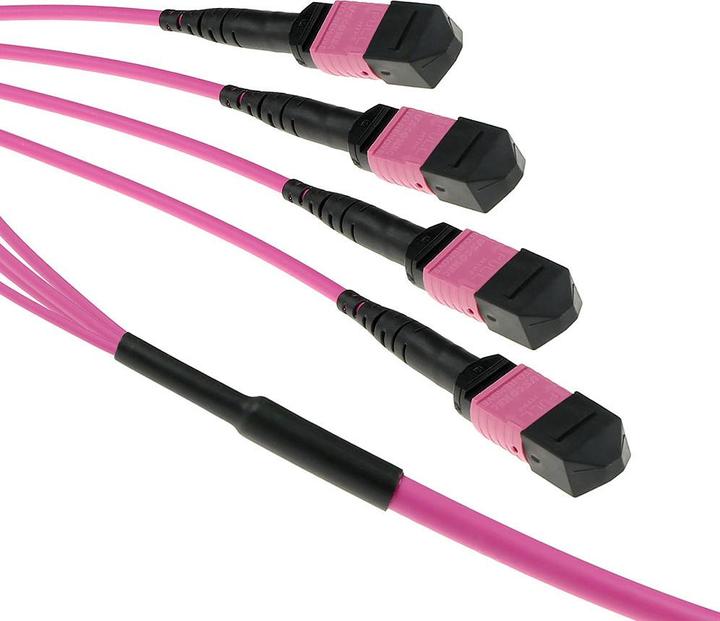 Produktbild 15 meter Multimode 50/125 OM4(OM3) polarity A fiber trunk cable with 4 MTP/MPO female connectors (U/UTP, CAT6a, 15 m)