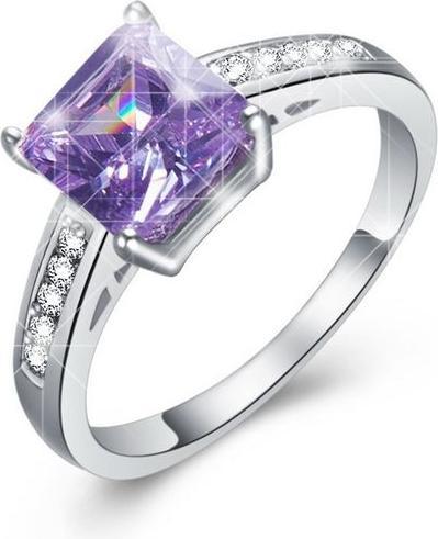 Immagine prodotto Hermex Anello placcato argento con ametista / topazio bianco - Taglia 60 / Taglia 9 (9)
