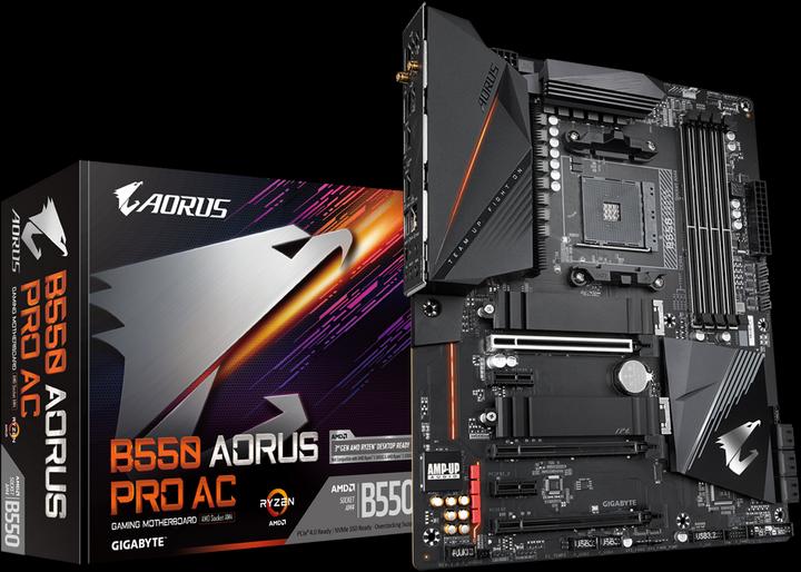 Actual product image Gigabyte B550 Aorus Pro Ac (AM4, AMD B550, ATX)