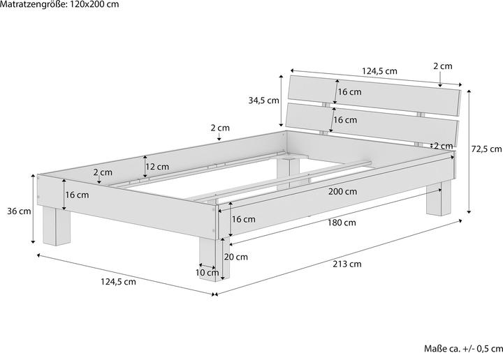 Nährwerte und Zutaten Erst-Holz Einzelbett Buche-Bettgestell natur massiv 120x200 Futonbett Bettrahmen ohne Zubehör 60.80-12 oR (120 x 200 cm)