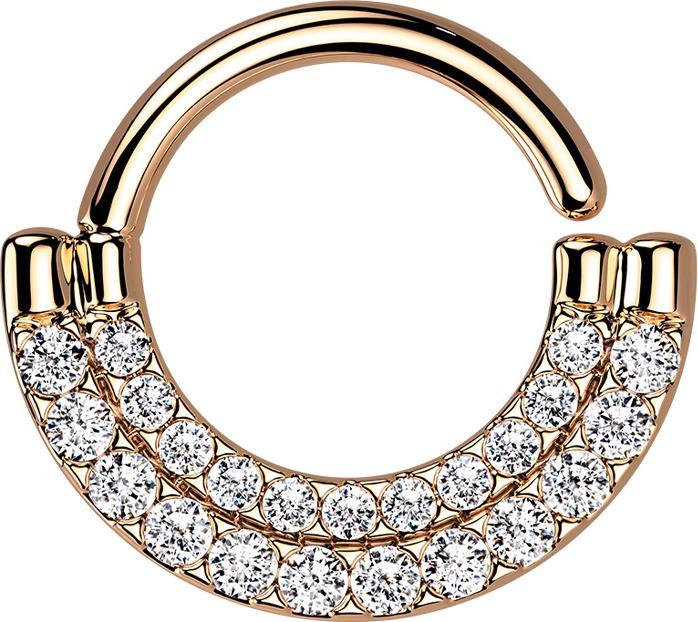 Produktbild Star Piercing Micro Piercing Ring rosegold Schild doppel front Kristalle silber (Messing)