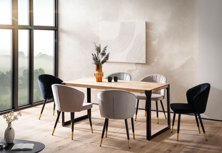 Actual product image FineBuy Dining room table Dining table acacia wood Solid metal Kitchen table Industrial (160 x 80 x 76 cm)