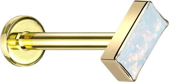 Produktbild Star Piercing Micro Labret Innengewinde vergoldet rechteck vergoldet Opal weiss (ohne Messing, Titan G23)