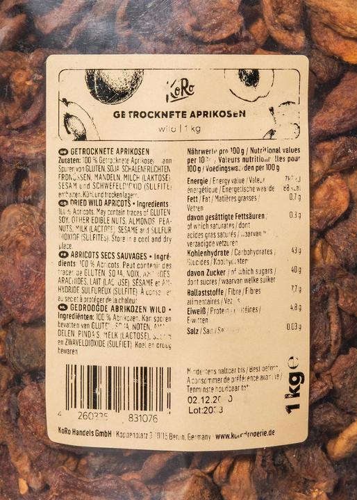 Immagine prodotto KoRo Albicocche secche non solforate a metà (1000 g)